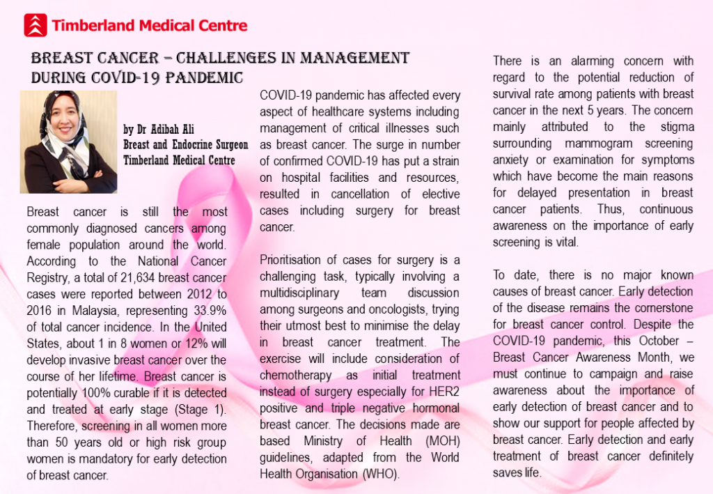 Breast Cancer - Challenges in Management during COVID-19 ...